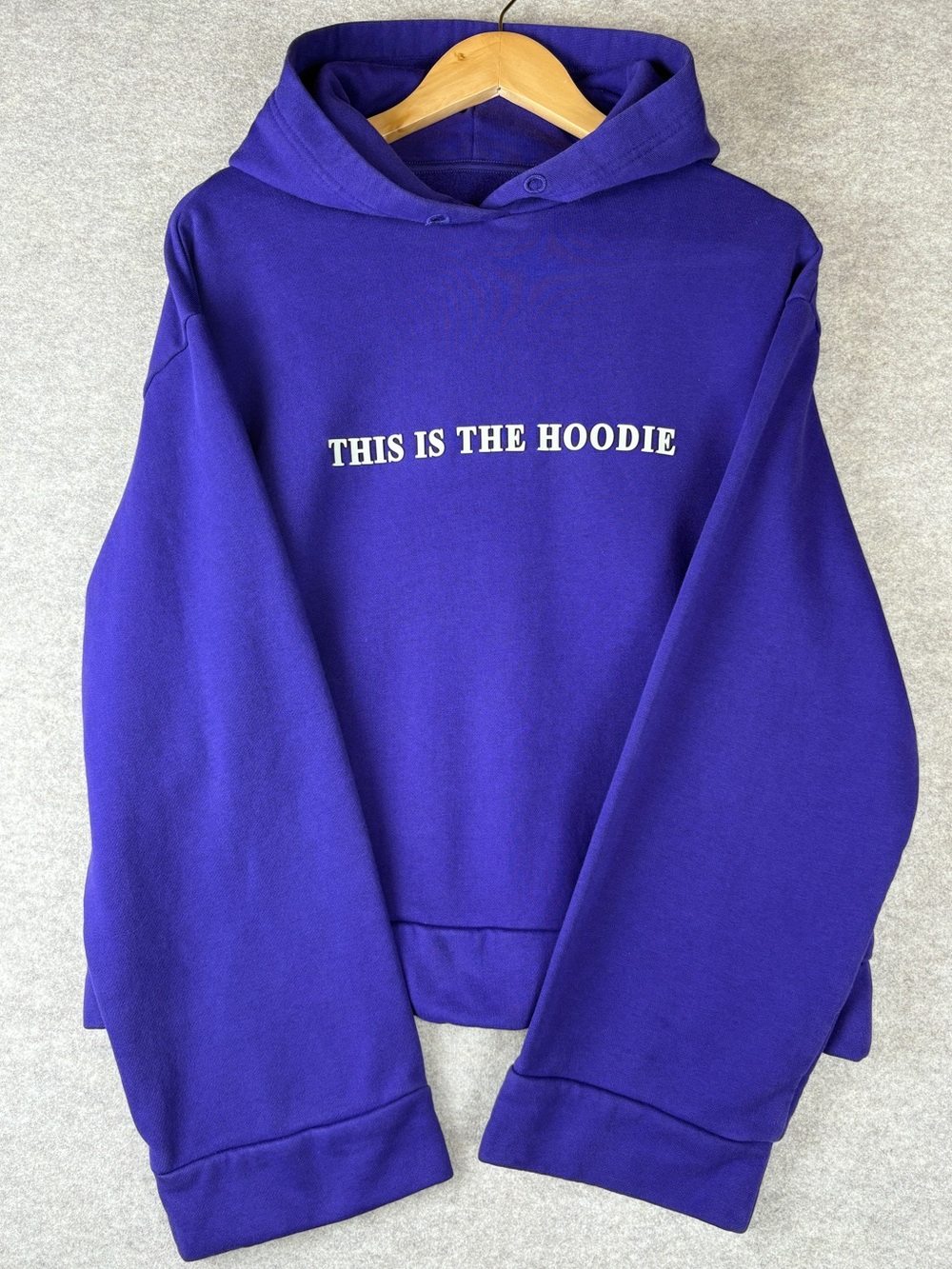 Ochirly Purple Graphic Hoodie Sweatshirt "THIS IS THE HOODIE" Size M